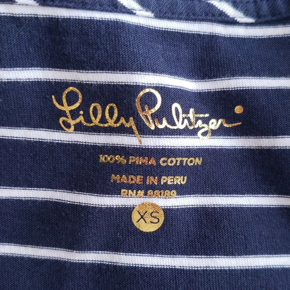 Lily Pulitzer Jennalyn 100% Pima Cotton  Swing Dress XS Navy Blue White Stripe - Picture 9 of 12